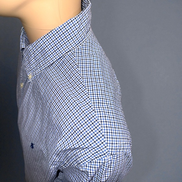 Polo by Ralph Lauren Men’s Blue & Black Plaid Button-Down Dress Shirt - Picture 9 of 16